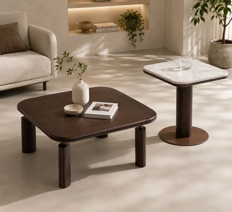 Square Floating Ashwood Coffee & Side Set