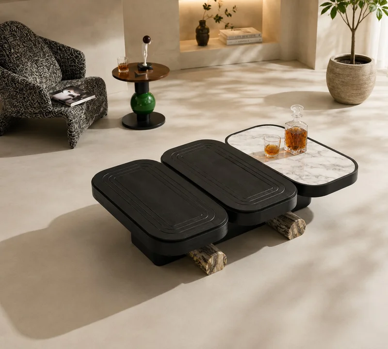 Modular Floating Black & White Center Table